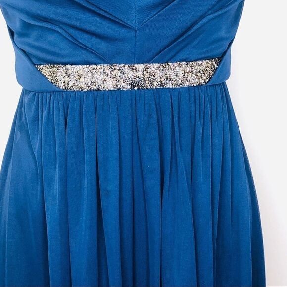 David’s Bridal blue beaded Mesh Dress - Picture 6 of 9